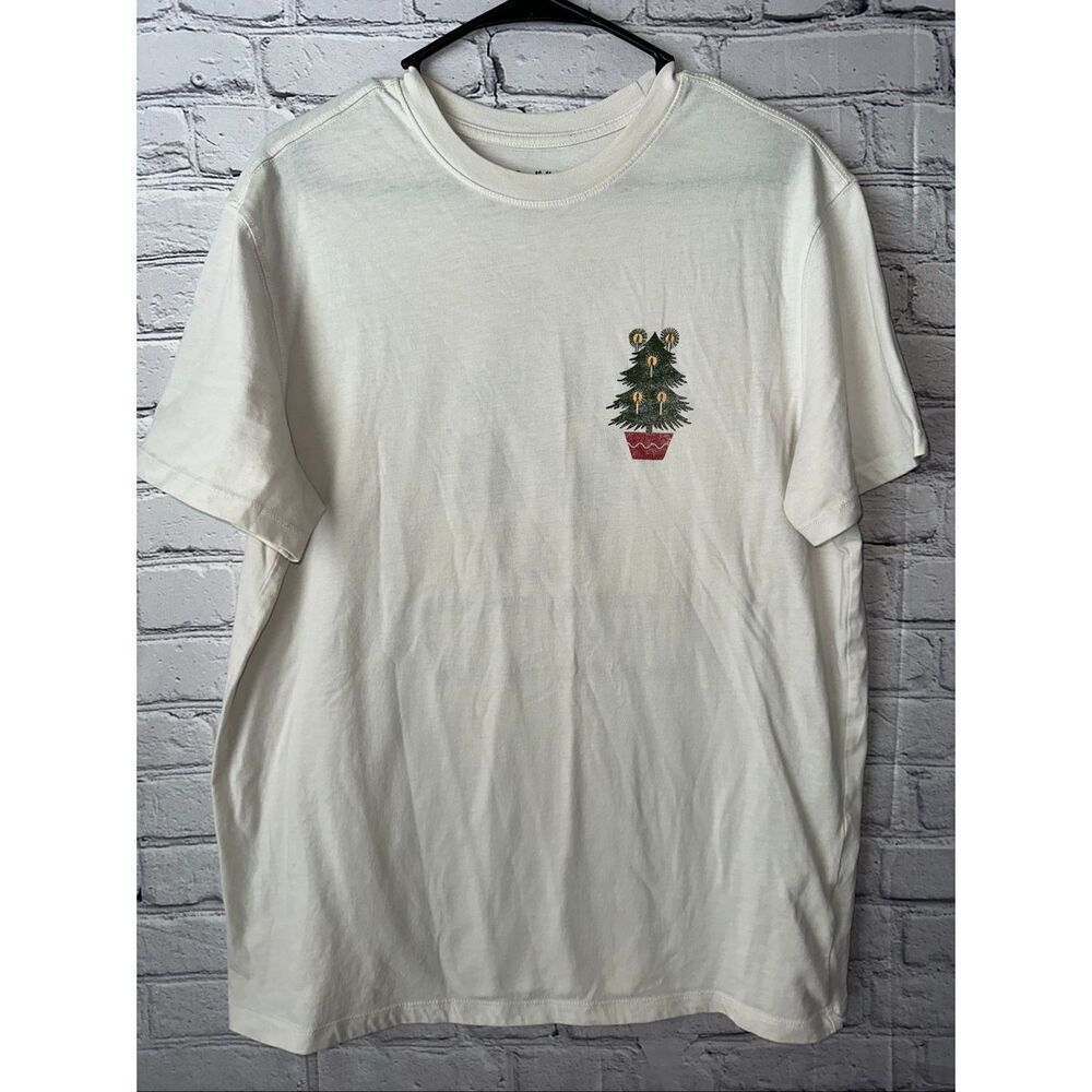 Goodfellow & Co Men’s Large Holiday Graphic T-Shirt Cream Cotton Blend “Light It